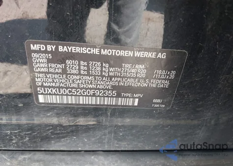 2016 BMW X6 Sdrive35I из США, поврежденный, VIN 5UXKU0C52G0F92355